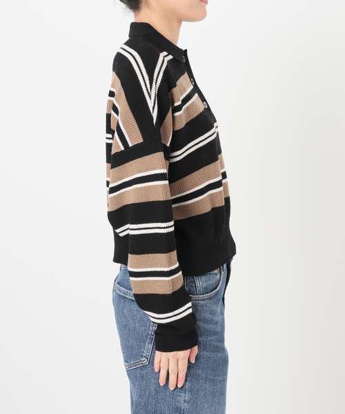 journal standard L'essage(ジャーナルスタンダードレサージュ)の「畔ボーダーニットポロシャツ(ニット/セーター・レディース・ブラック/ブラウン・FREE)」の18枚目の写真