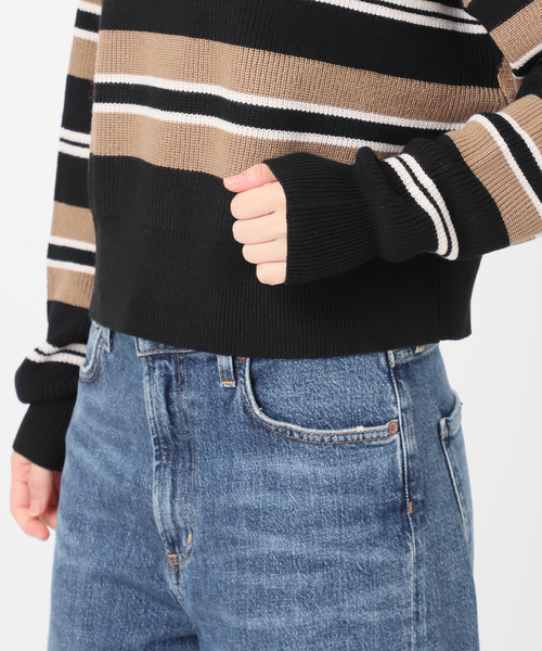 journal standard L'essage(ジャーナルスタンダードレサージュ)の「畔ボーダーニットポロシャツ(ニット/セーター・レディース・ブラック/ブラウン・FREE)」の20枚目の写真