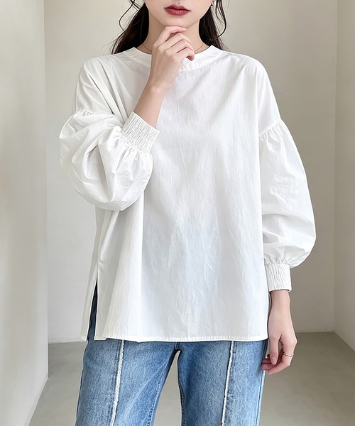 Doux Belle(ドゥーベル)の「前後2WAYスタンドカラー長袖シャツブラウス(シャツ/ブラウス・レディース・ライトブラウン/ホワイト/ブラック/グレー・FREE)」の2枚目の写真