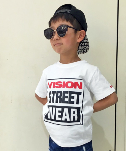 VENCEEXCHANGE（ヴァンスエクスチェンジ）の「Kids VISIONロゴ半袖T       （Tシャツ/カットソー・キッズ・ホワイト/スカイブルー・130cm/140cm/120cm）」の2枚目の写真