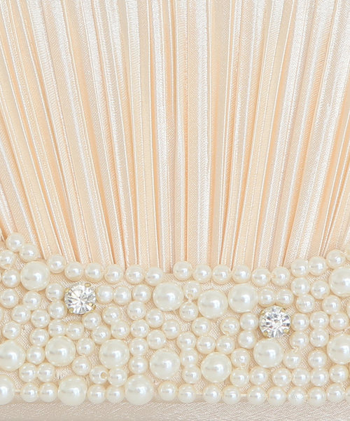 PourVous（プールヴー）の「パール ギャザー クラッチバッグ ラインストーン ビジュー お呼ばれ 結婚式 オケージョン 同窓会（クラッチバッグ・レディース・ブラック/ゴールド/ネイビー・FREE）」の10枚目の写真