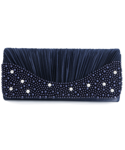 PourVous（プールヴー）の「パール ギャザー クラッチバッグ ラインストーン ビジュー お呼ばれ 結婚式 オケージョン 同窓会（クラッチバッグ・レディース・ブラック/ゴールド/ネイビー・FREE）」の14枚目の写真