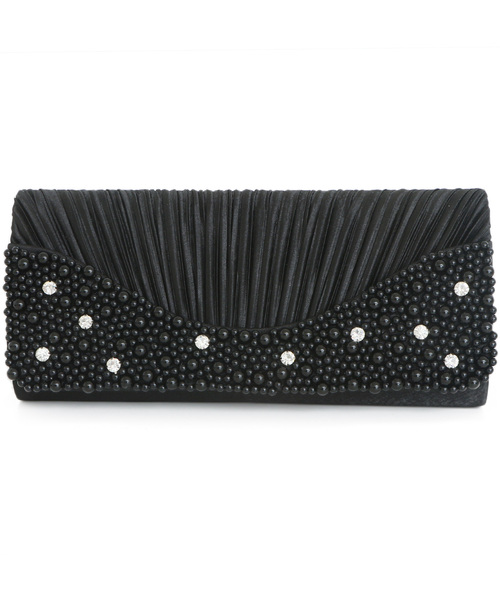 PourVous（プールヴー）の「パール ギャザー クラッチバッグ ラインストーン ビジュー お呼ばれ 結婚式 オケージョン 同窓会（クラッチバッグ・レディース・ブラック/ゴールド/ネイビー・FREE）」の13枚目の写真