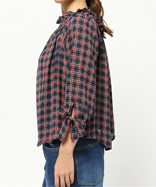 PLAIN CLOTHING(プレーンクロージング)の「2WAYチェックブラウス【PLAIN CLOTHING】(シャツ/ブラウス・レディース・マスタード/ピンク/ネイビー・FREE)」の14枚目の写真