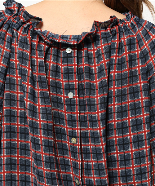 PLAIN CLOTHING(プレーンクロージング)の「2WAYチェックブラウス【PLAIN CLOTHING】(シャツ/ブラウス・レディース・マスタード/ピンク/ネイビー・FREE)」の8枚目の写真