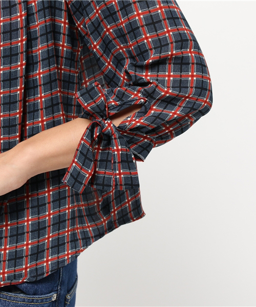 PLAIN CLOTHING(プレーンクロージング)の「2WAYチェックブラウス【PLAIN CLOTHING】(シャツ/ブラウス・レディース・マスタード/ピンク/ネイビー・FREE)」の9枚目の写真