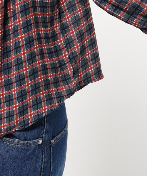 PLAIN CLOTHING(プレーンクロージング)の「2WAYチェックブラウス【PLAIN CLOTHING】(シャツ/ブラウス・レディース・マスタード/ピンク/ネイビー・FREE)」の10枚目の写真