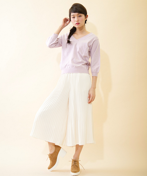 OLIVE des OLIVE（オリーブデオリーブ）の「★スカラップＶプルオーバー（ニット/セーター・レディース・その他/ピンク/レッド/イエロー/オフホワイト・FREE）」の15枚目の写真