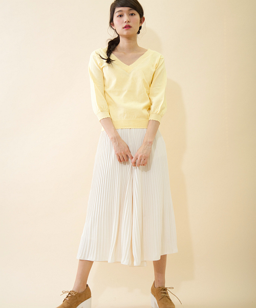 OLIVE des OLIVE（オリーブデオリーブ）の「★スカラップＶプルオーバー（ニット/セーター・レディース・その他/ピンク/レッド/イエロー/オフホワイト・FREE）」の14枚目の写真