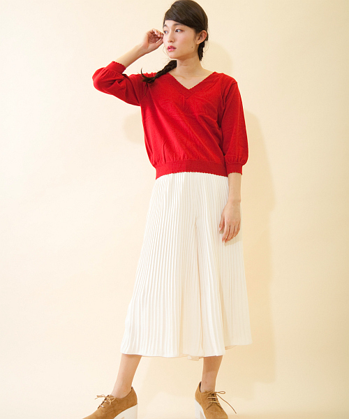 OLIVE des OLIVE（オリーブデオリーブ）の「★スカラップＶプルオーバー（ニット/セーター・レディース・その他/ピンク/レッド/イエロー/オフホワイト・FREE）」の13枚目の写真