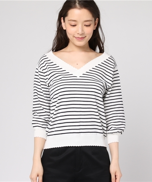 OLIVE des OLIVE（オリーブデオリーブ）の「★スカラップＶプルオーバー（ニット/セーター・レディース・その他/ピンク/レッド/イエロー/オフホワイト・FREE）」の6枚目の写真