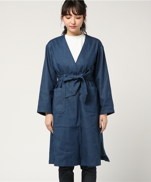 PAGEBOY（ページボーイ）の「ノーカラーガウン（ノーカラージャケット・レディース・ブルー・FREE）」の2枚目の写真