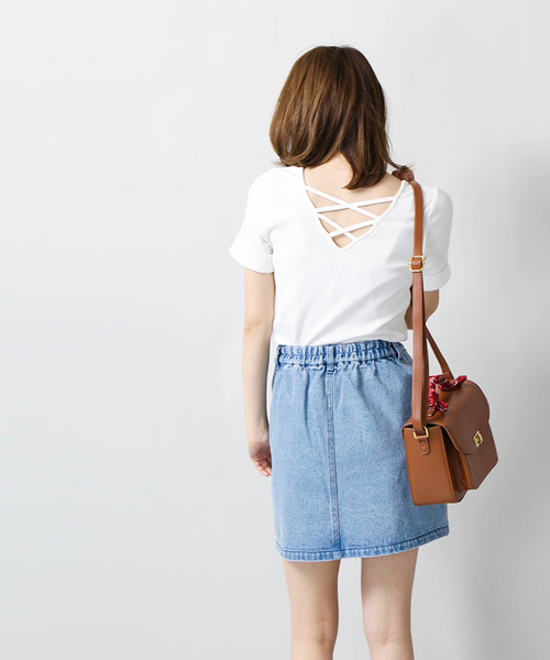 WEGO（ウィゴー）の「WEGO/リメイクワークAラインスカート（デニムスカート・レディース・マルチ/ライトインディゴブルー/マスタード/その他1/ブルー系その他/ダークオレンジ・FREE）」の11枚目の写真