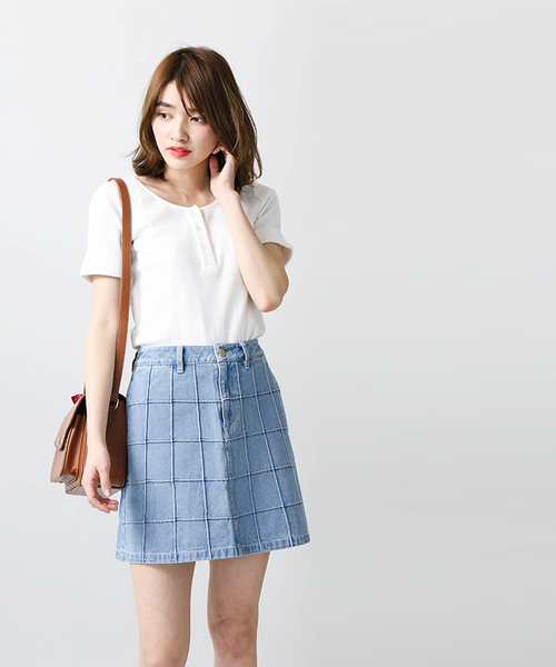 WEGO（ウィゴー）の「WEGO/リメイクワークAラインスカート（デニムスカート・レディース・マルチ/ライトインディゴブルー/マスタード/その他1/ブルー系その他/ダークオレンジ・FREE）」の14枚目の写真