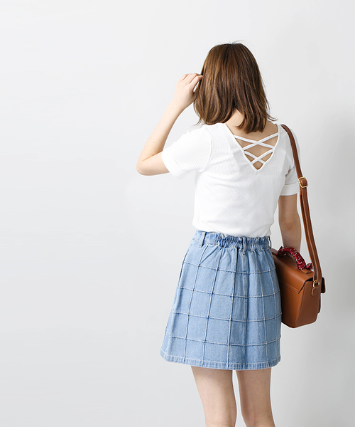 WEGO（ウィゴー）の「WEGO/リメイクワークAラインスカート（デニムスカート・レディース・マルチ/ライトインディゴブルー/マスタード/その他1/ブルー系その他/ダークオレンジ・FREE）」の15枚目の写真