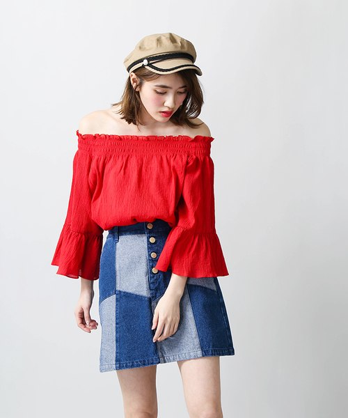 WEGO（ウィゴー）の「WEGO/リメイクワークAラインスカート（デニムスカート・レディース・マルチ/ライトインディゴブルー/マスタード/その他1/ブルー系その他/ダークオレンジ・FREE）」の7枚目の写真