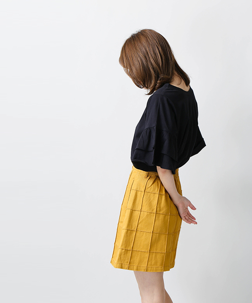 WEGO（ウィゴー）の「WEGO/リメイクワークAラインスカート（デニムスカート・レディース・マルチ/ライトインディゴブルー/マスタード/その他1/ブルー系その他/ダークオレンジ・FREE）」の8枚目の写真