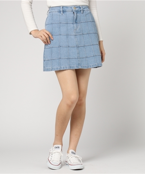 WEGO（ウィゴー）の「WEGO/リメイクワークAラインスカート（デニムスカート・レディース・マルチ/ライトインディゴブルー/マスタード/その他1/ブルー系その他/ダークオレンジ・FREE）」の19枚目の写真