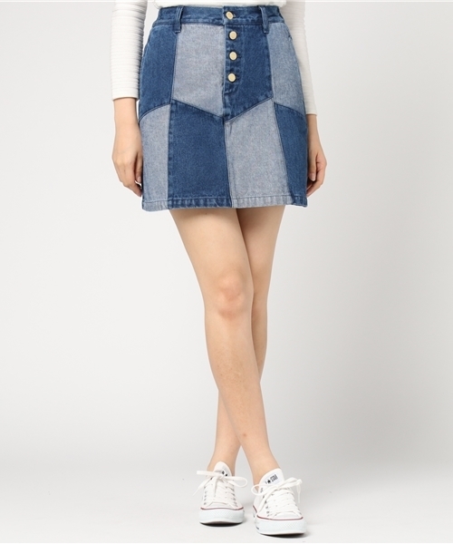 WEGO（ウィゴー）の「WEGO/リメイクワークAラインスカート（デニムスカート・レディース・マルチ/ライトインディゴブルー/マスタード/その他1/ブルー系その他/ダークオレンジ・FREE）」の21枚目の写真