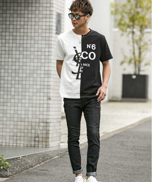 A.S.M（エーエスエム）の「切替パロディーTシャツ（Tシャツ/カットソー・メンズ・ブラック×ブルー/ホワイト×ブラック・48/50）」の11枚目の写真