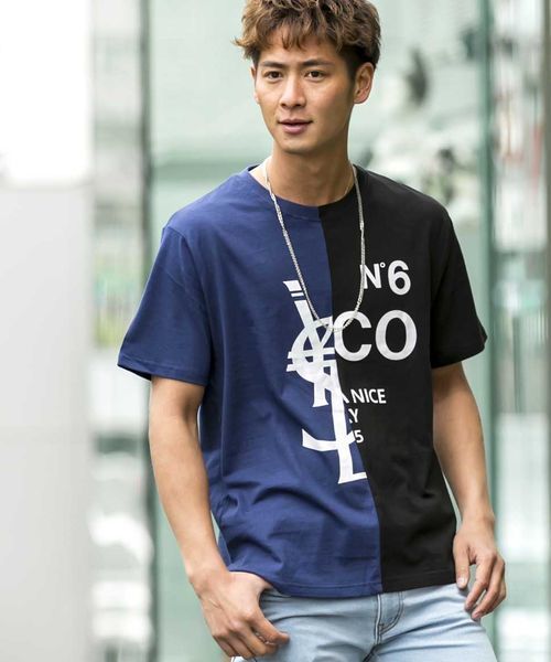 A.S.M（エーエスエム）の「切替パロディーTシャツ（Tシャツ/カットソー・メンズ・ブラック×ブルー/ホワイト×ブラック・48/50）」の12枚目の写真