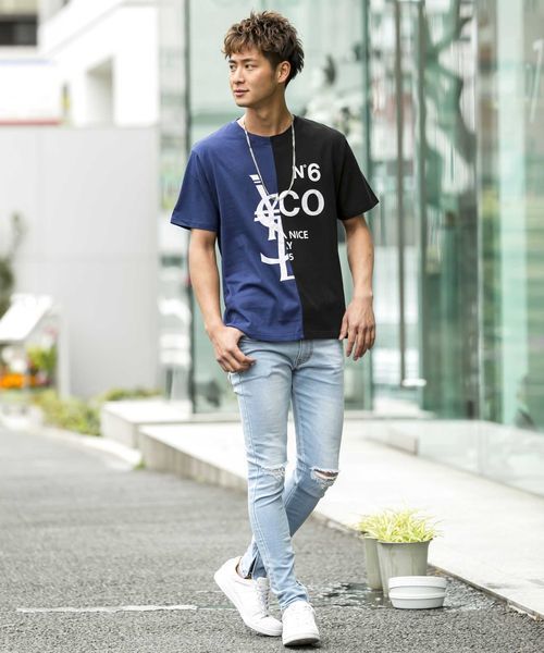 A.S.M（エーエスエム）の「切替パロディーTシャツ（Tシャツ/カットソー・メンズ・ブラック×ブルー/ホワイト×ブラック・48/50）」の13枚目の写真