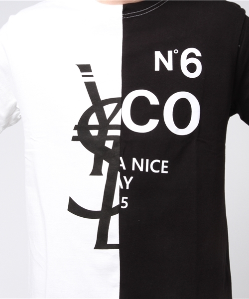 A.S.M（エーエスエム）の「切替パロディーTシャツ（Tシャツ/カットソー・メンズ・ブラック×ブルー/ホワイト×ブラック・48/50）」の7枚目の写真