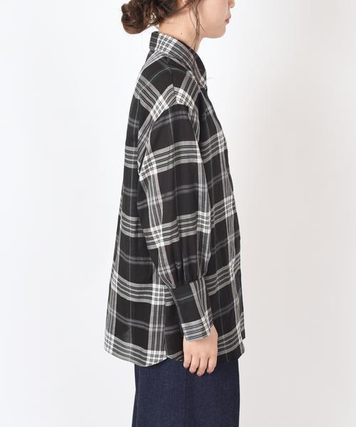 Khaju（カージュ）の「Khaju:チェックビッグシャツ（シャツ/ブラウス・レディース・ブラック/ワイン・ONE SIZE）」の13枚目の写真