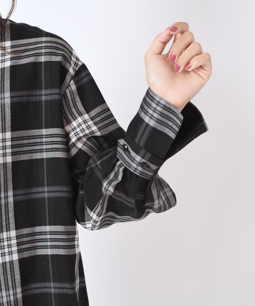 Khaju（カージュ）の「Khaju:チェックビッグシャツ（シャツ/ブラウス・レディース・ブラック/ワイン・ONE SIZE）」の10枚目の写真