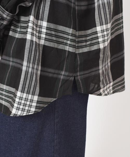 Khaju（カージュ）の「Khaju:チェックビッグシャツ（シャツ/ブラウス・レディース・ブラック/ワイン・ONE SIZE）」の9枚目の写真