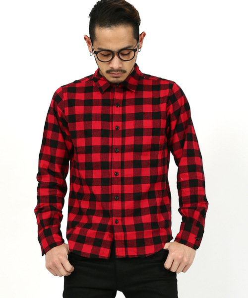 Rocky Monroe（ロッキーモンロー）の「綿ビエラチェック起毛レギュラーシャツ（シャツ/ブラウス・メンズ・A/B/C/D/F/G/H/I/J/L/K/E・M/L/XL）」の2枚目の写真