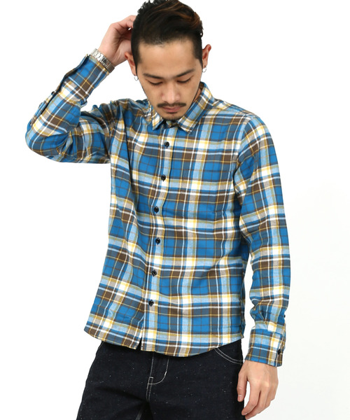 Rocky Monroe（ロッキーモンロー）の「綿ビエラチェック起毛レギュラーシャツ（シャツ/ブラウス・メンズ・A/B/C/D/F/G/H/I/J/L/K/E・M/L/XL）」の8枚目の写真