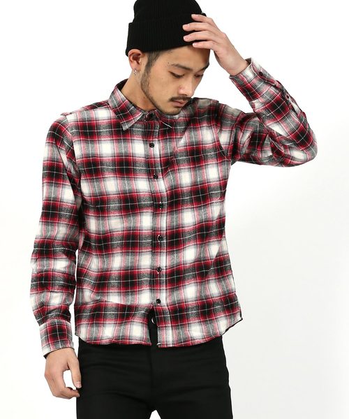 Rocky Monroe（ロッキーモンロー）の「綿ビエラチェック起毛レギュラーシャツ（シャツ/ブラウス・メンズ・A/B/C/D/F/G/H/I/J/L/K/E・M/L/XL）」の9枚目の写真