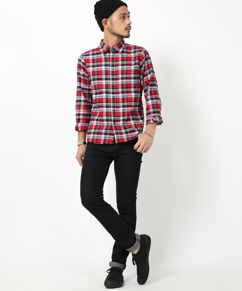 Rocky Monroe（ロッキーモンロー）の「綿ビエラチェック起毛レギュラーシャツ（シャツ/ブラウス・メンズ・A/B/C/D/F/G/H/I/J/L/K/E・M/L/XL）」の21枚目の写真