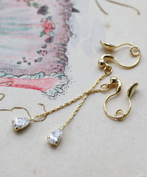 ループフィット・小粒ストーンのチェーンイヤリング