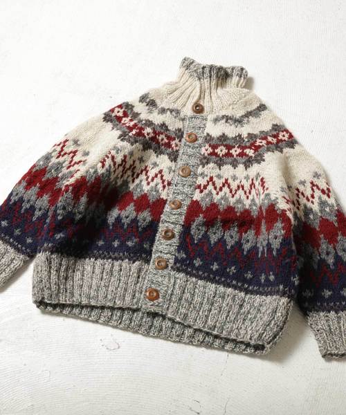 CUBE SUGAR(キューブシュガー)の「手編みカウチン襟付きドルマンカーディガン(カーディガン/ボレロ・レディース・アイボリー/トップグレー/マルチ・M)」の17枚目の写真