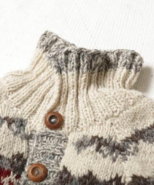 CUBE SUGAR(キューブシュガー)の「手編みカウチン襟付きドルマンカーディガン(カーディガン/ボレロ・レディース・アイボリー/トップグレー/マルチ・M)」の18枚目の写真