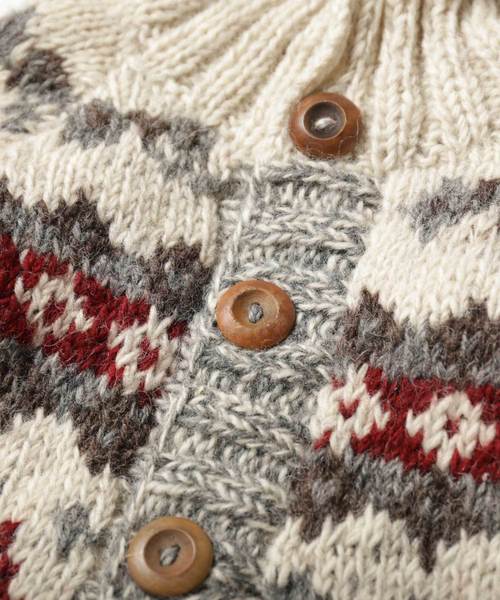 CUBE SUGAR(キューブシュガー)の「手編みカウチン襟付きドルマンカーディガン(カーディガン/ボレロ・レディース・アイボリー/トップグレー/マルチ・M)」の19枚目の写真