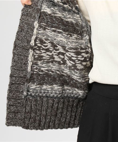 CUBE SUGAR(キューブシュガー)の「手編みカウチン襟付きドルマンカーディガン(カーディガン/ボレロ・レディース・アイボリー/トップグレー/マルチ・M)」の10枚目の写真