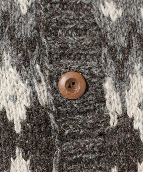 CUBE SUGAR(キューブシュガー)の「手編みカウチン襟付きドルマンカーディガン(カーディガン/ボレロ・レディース・アイボリー/トップグレー/マルチ・M)」の11枚目の写真