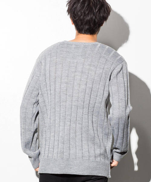 AZ by junhashimoto（エーゼイ バイ ジュンハシモト）の「AZ by junhashimoto(エーゼイ バイ ジュンハシモト)ブロードステッチニット（ニット/セーター・メンズ・トップグレー/マスタード/オフホワイト/ブラック・LARGE/MEDIUM/X-LARGE/SMALL）」の6枚目の写真