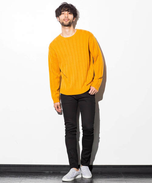 AZ by junhashimoto（エーゼイ バイ ジュンハシモト）の「AZ by junhashimoto(エーゼイ バイ ジュンハシモト)ブロードステッチニット（ニット/セーター・メンズ・トップグレー/マスタード/オフホワイト/ブラック・LARGE/MEDIUM/X-LARGE/SMALL）」の10枚目の写真