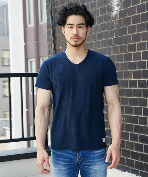 AZUL by moussy(アズールバイマウジー)の「スラブパイルVネック半袖T(Tシャツ/カットソー・メンズ・トップグレー/ホワイト/ネイビー/ブルー系その他・LARGE/MEDIUM/SMALL/X-LARGE/X-SMALL)」の8枚目の写真