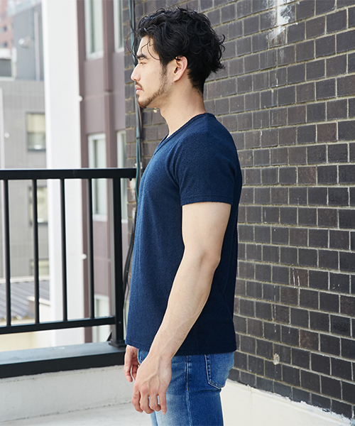 AZUL by moussy(アズールバイマウジー)の「スラブパイルVネック半袖T(Tシャツ/カットソー・メンズ・トップグレー/ホワイト/ネイビー/ブルー系その他・LARGE/MEDIUM/SMALL/X-LARGE/X-SMALL)」の9枚目の写真