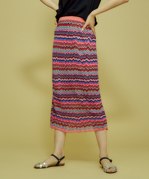 Abahouse Devinette（ドゥヴィネット）の「ジグザグボーダースカート（スカート・レディース・その他1/ブラウン・FREE）」の2枚目の写真