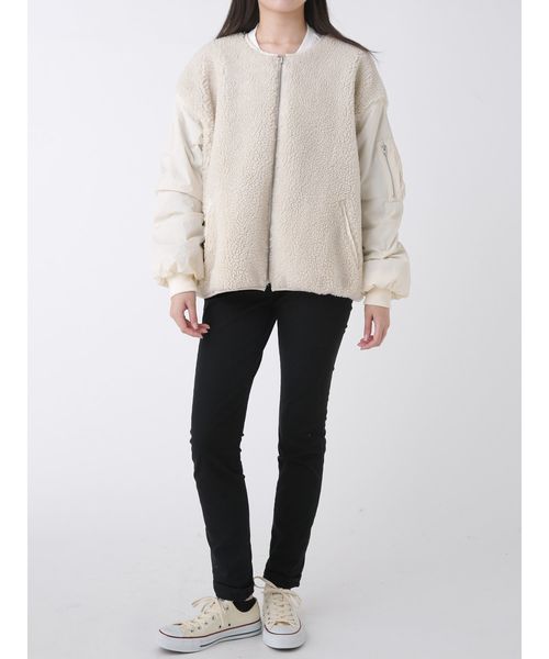 jouetie（ジュエティ）の「ボアA-1（ブルゾン・レディース・ブラック/オフホワイト/カーキ/その他1・MEDIUM）」の5枚目の写真