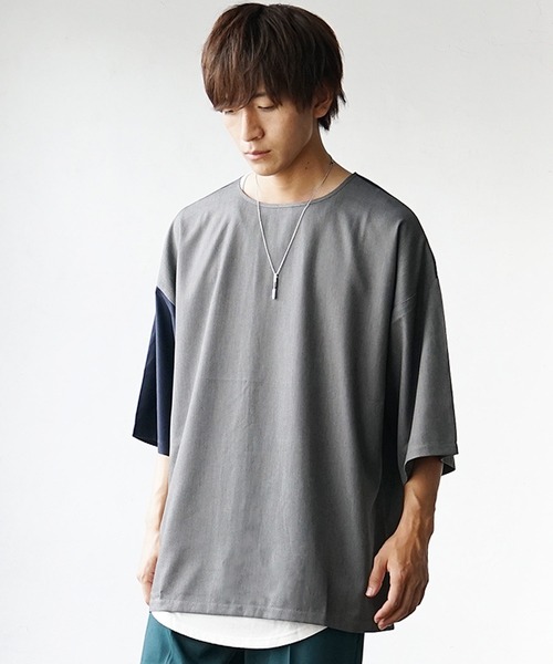 【タグ付き未使用】マチャット　リバーバイカラーTシャツ黒/緑 半袖Tシャツ タグ付き未使用】MACHATT リバーバイカラーTシャツ黒/緑 半袖T