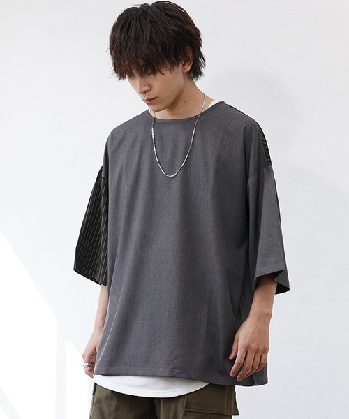 MinoriTY(マイノリティ)の「【MinoriTY】バイカラー切り替えビッグTシャツ メンズ 無地tシャツ 夏服 秋服 オーバーサイズ ルーズシルエット(Tシャツ/カットソー・メンズ・ブラック系その他/グレー系その他/ブルー系その他/レッド系その他/グレー系その他2/ブルー系その他2/ブラック系その他2・M/L/S)」の13枚目の写真