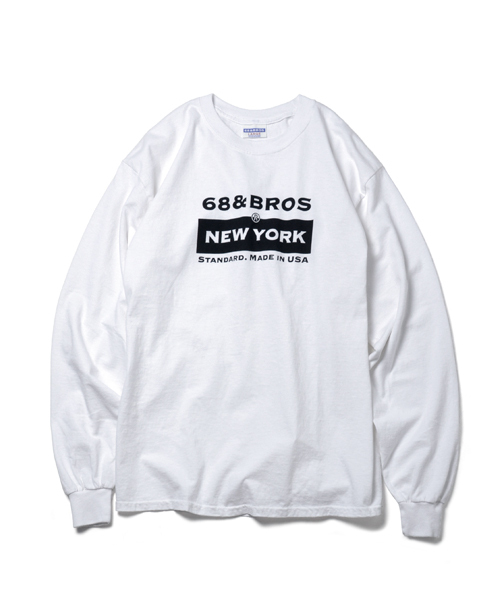 68&brothers（シックスティエイトアンドブラザーズ）の「68&BROTHERS シックスティーエイトアンドブラザーズ　/ "PD LOGO"LS Tee（Tシャツ/カットソー・メンズ・ホワイト/ブラック/チャコールグレー/ホワイト×ブラック/ベージュ/グレー・MEDIUM/LARGE/X-LARGE/XX-LARGE）」の2枚目の写真
