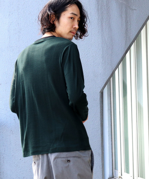 Confirm(コンファーム)の「Confirm / コンファーム 長袖フライスボーダークルーTシャツ(Tシャツ/カットソー・メンズ・ブラック/ホワイト/レッド/グリーン/ブルー・M/L/XL)」の1枚目の写真